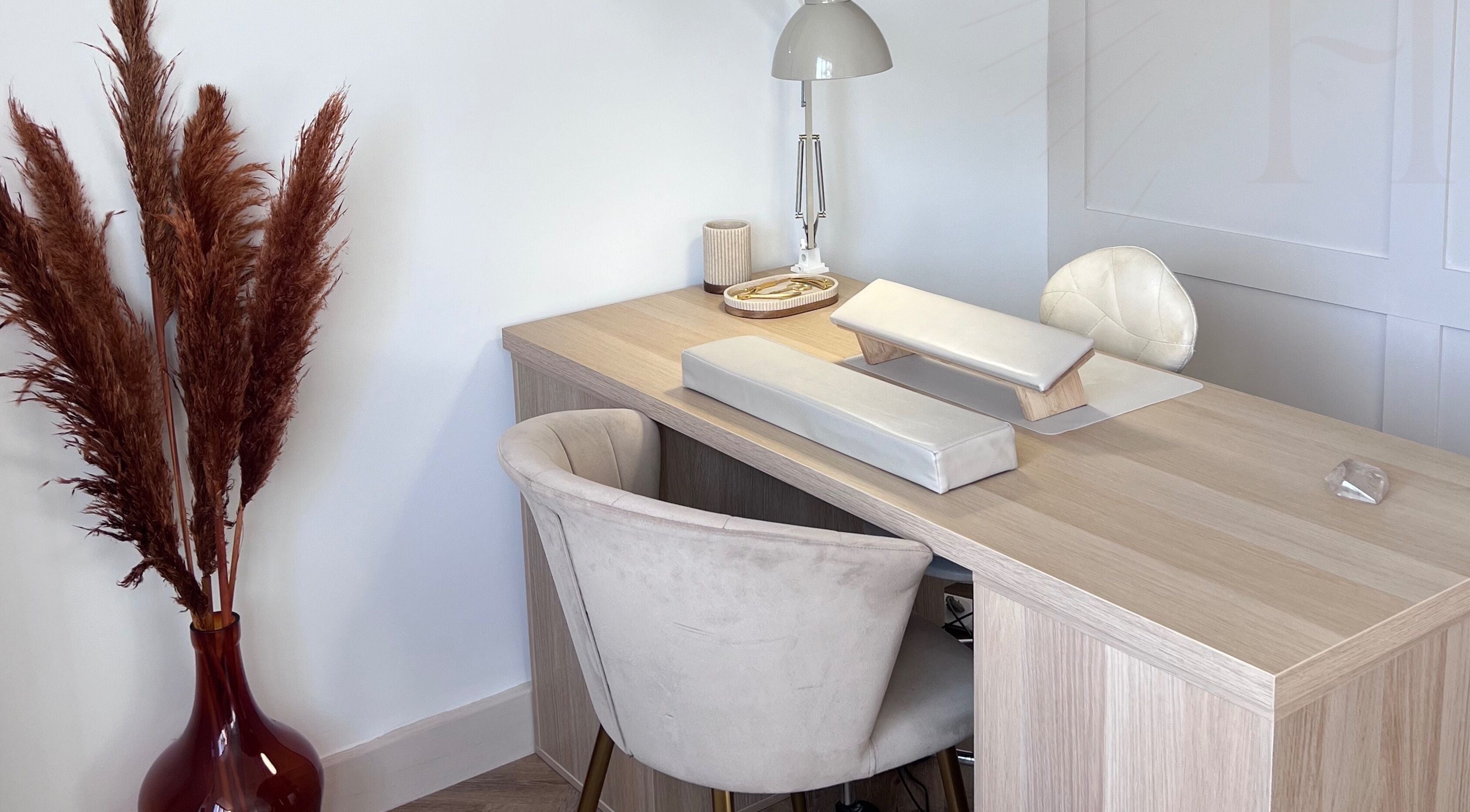 Elegant nail care station at Ainsley Holley. Divine Beauty & Wellness, Barrowford, England, GB.