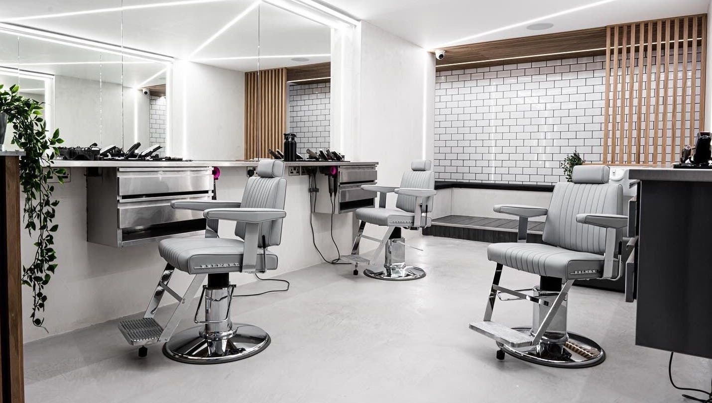 Modern salon interior at Move Salon Inchicore, Dublin, County Dublin, IE with sleek barber chairs and elegant design.