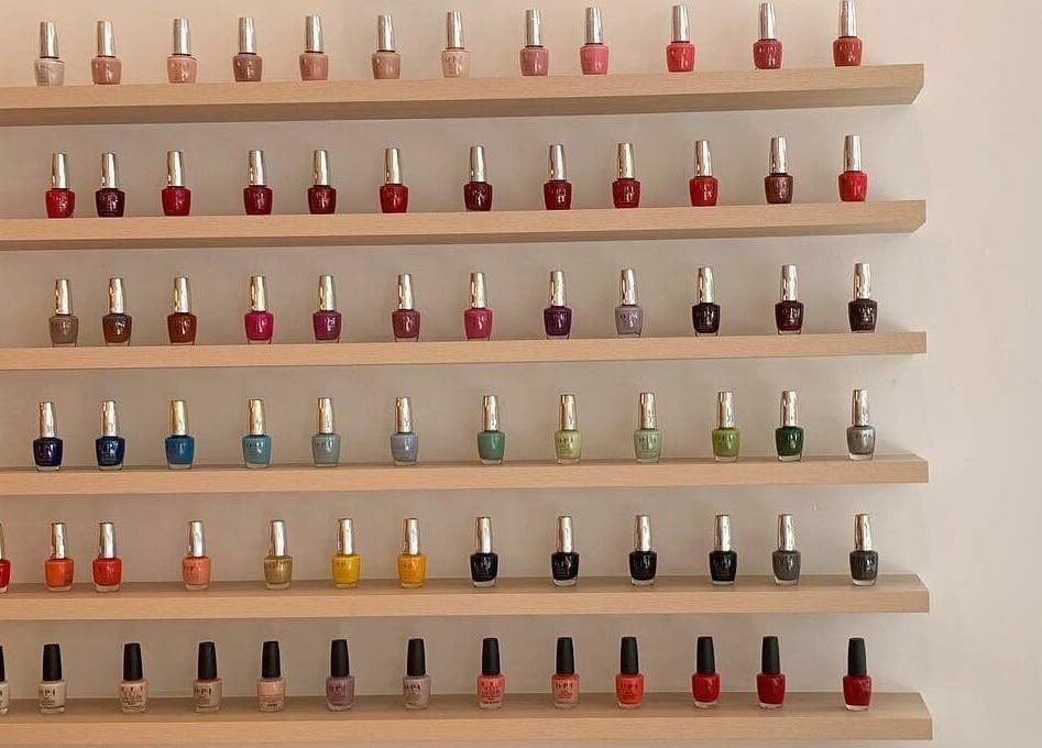 Vibrant nail polish display at Blushing on Hunter, Newcastle, New South Wales, AU. Perfect for beauty enthusiasts.