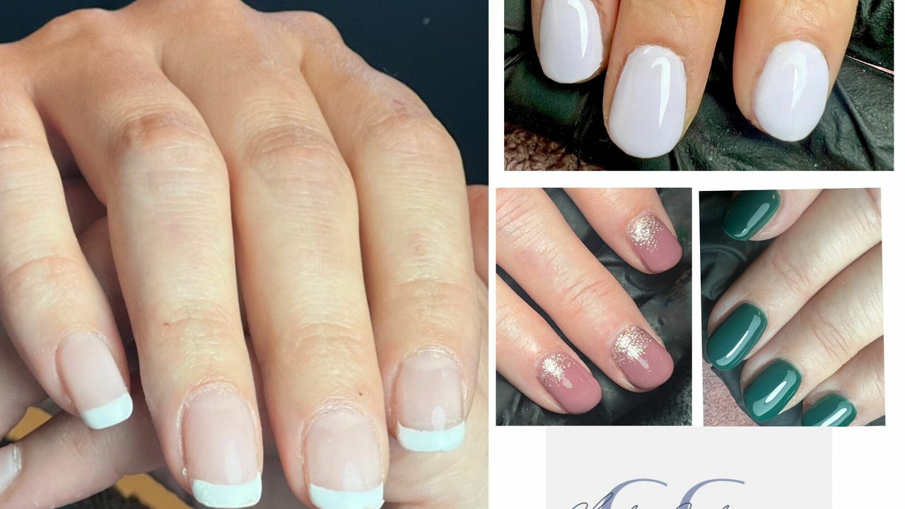 Reversed Covered Pink and White Acrylic and Gel Enhancements for Bitten  Nails | The Nail Workshop