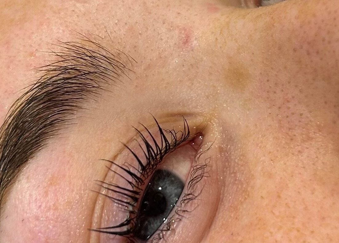 Close-up of a perfectly groomed eyebrow at Be Beautiful by Kasey, Contin, Scotland, GB.