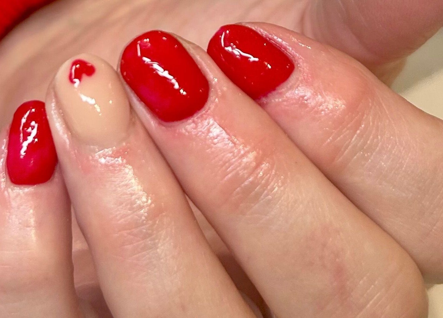 Stylish red manicure at Be Beautiful by Kasey, Contin, Scotland, GB. Nail art at its finest.