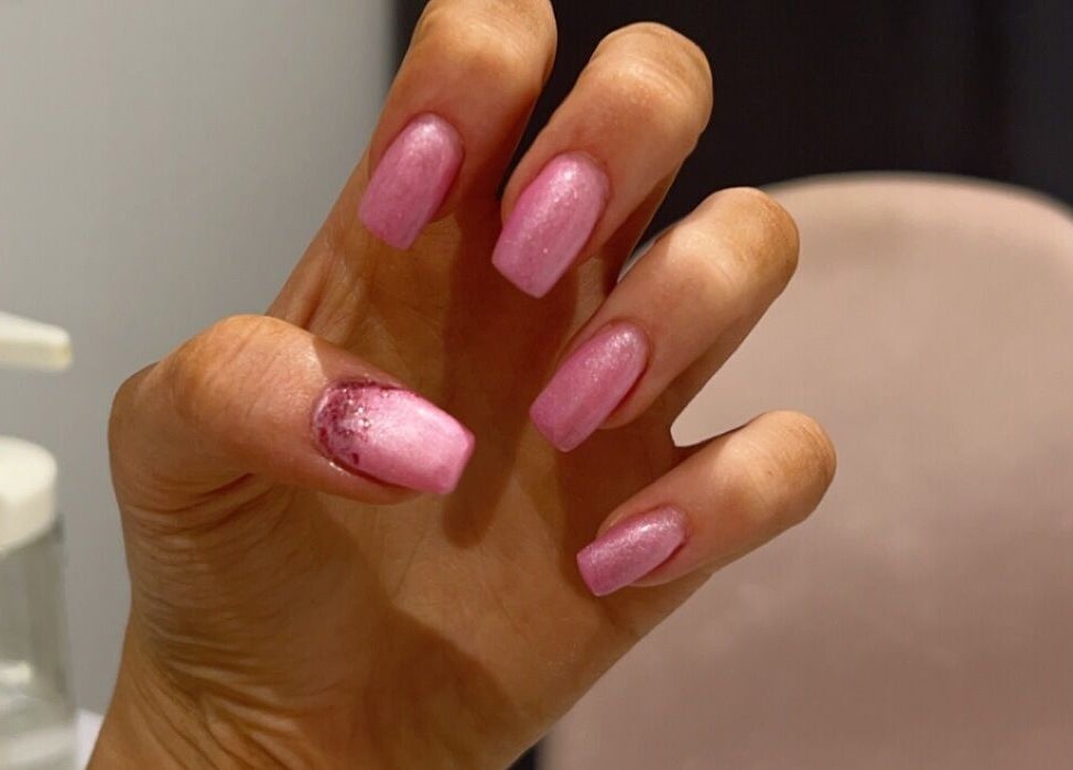 Beautiful pink manicured nails at Be Beautiful by Kasey, Contin, Scotland, GB, showcasing professional nail art.