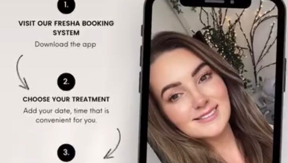 LJ SKIN & AESTHETICS CLINIC's easy booking system in Oswestry, England, GB showcased on a smartphone.
