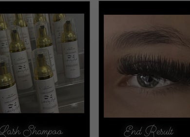 Premium lash shampoo bottles and perfectly styled lashes at Lashes By Nyah, Rugby, England, GB.