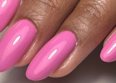 Vibrant pink manicure by The Gellab in Wath Upon Dearne, England showcasing stunning nail art.