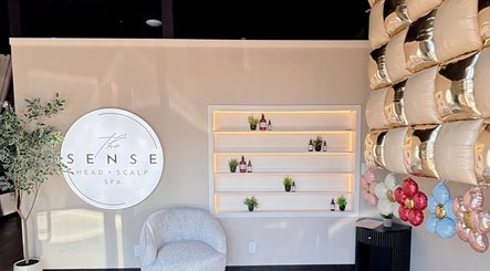 Reception area of The Sense Head + Scalp Spa-Mountain View with elegant decor in Mountain View, California, US.