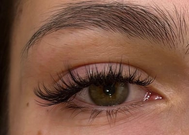 Close-up of elegant lash extensions at Lash Lovin’, London, England, GB.
