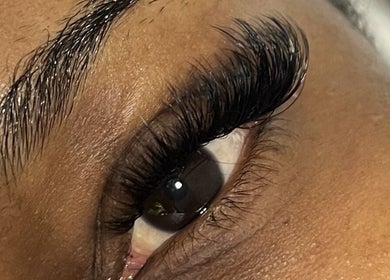 Close-up of perfectly groomed lashes at Lash Lovin’, London, England, GB.