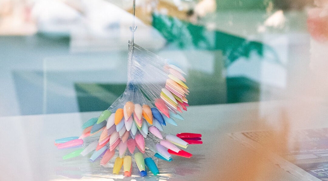 Vibrant nail color display at Lemon Berry Nail Bar, Randburg, Gauteng, ZA.