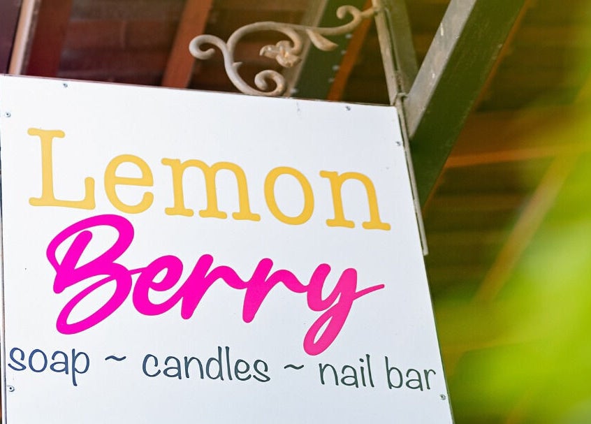 Lemon Berry Nail Bar sign at Randburg, Gauteng, ZA, showcasing beauty offerings.