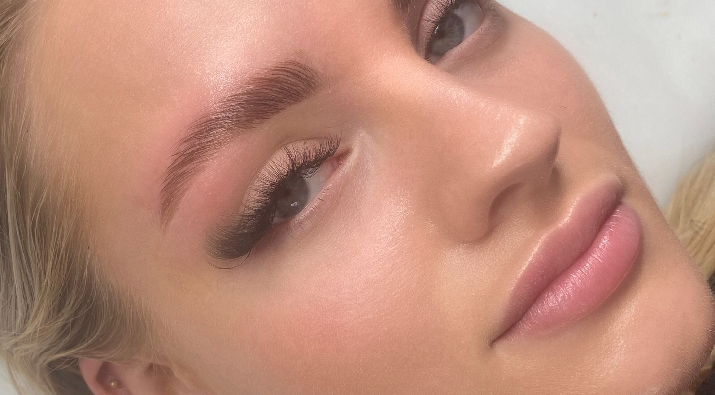 Close-up of enhanced brows and lashes at Brow Obsession Specialist in Dee Why, New South Wales, AU.