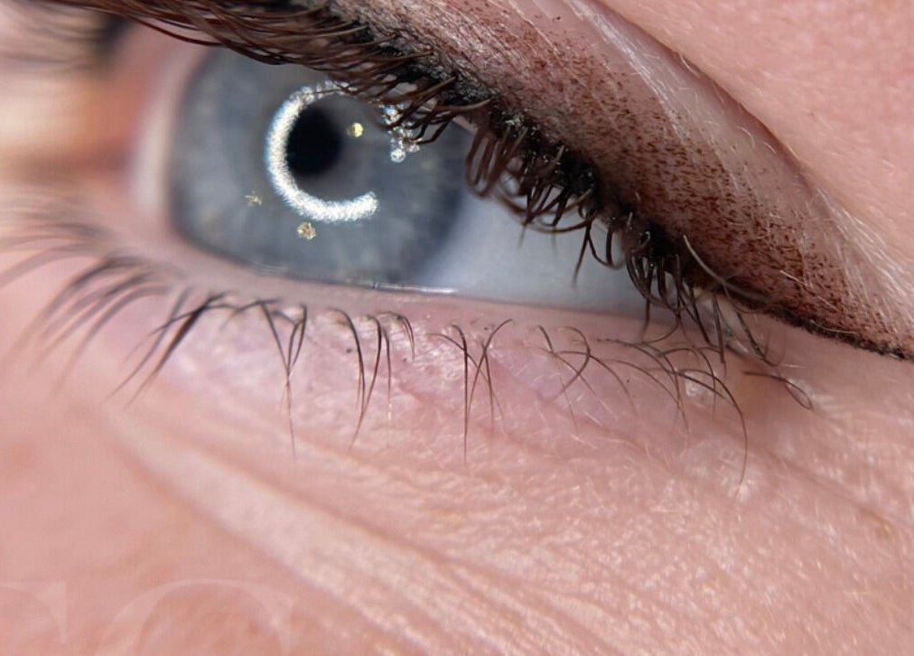 Close-up of detailed eye makeup from Brow Obsession Specialist, Dee Why, New South Wales, AU.