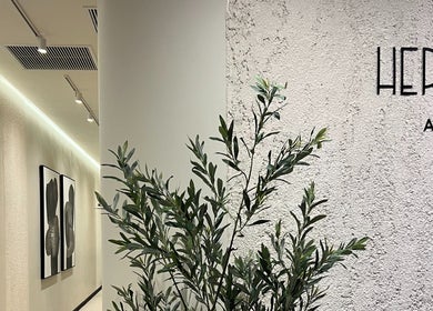Sophisticated entrance at Hermanos Aesthetics, Cape Town, Western Cape, ZA with stylish decor and green plants.