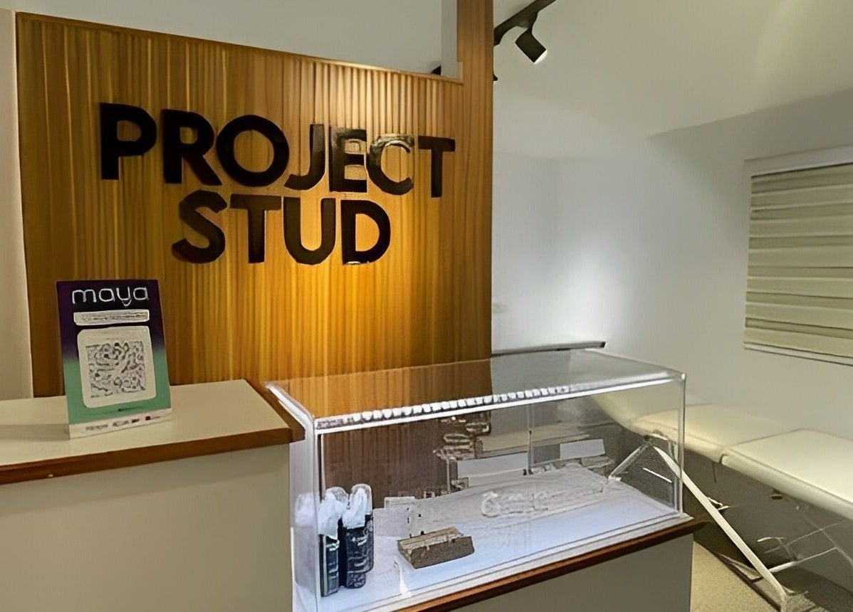 Reception area of Project Stud, Antipolo, Calabarzon, PH featuring treatment bed and modern decor.