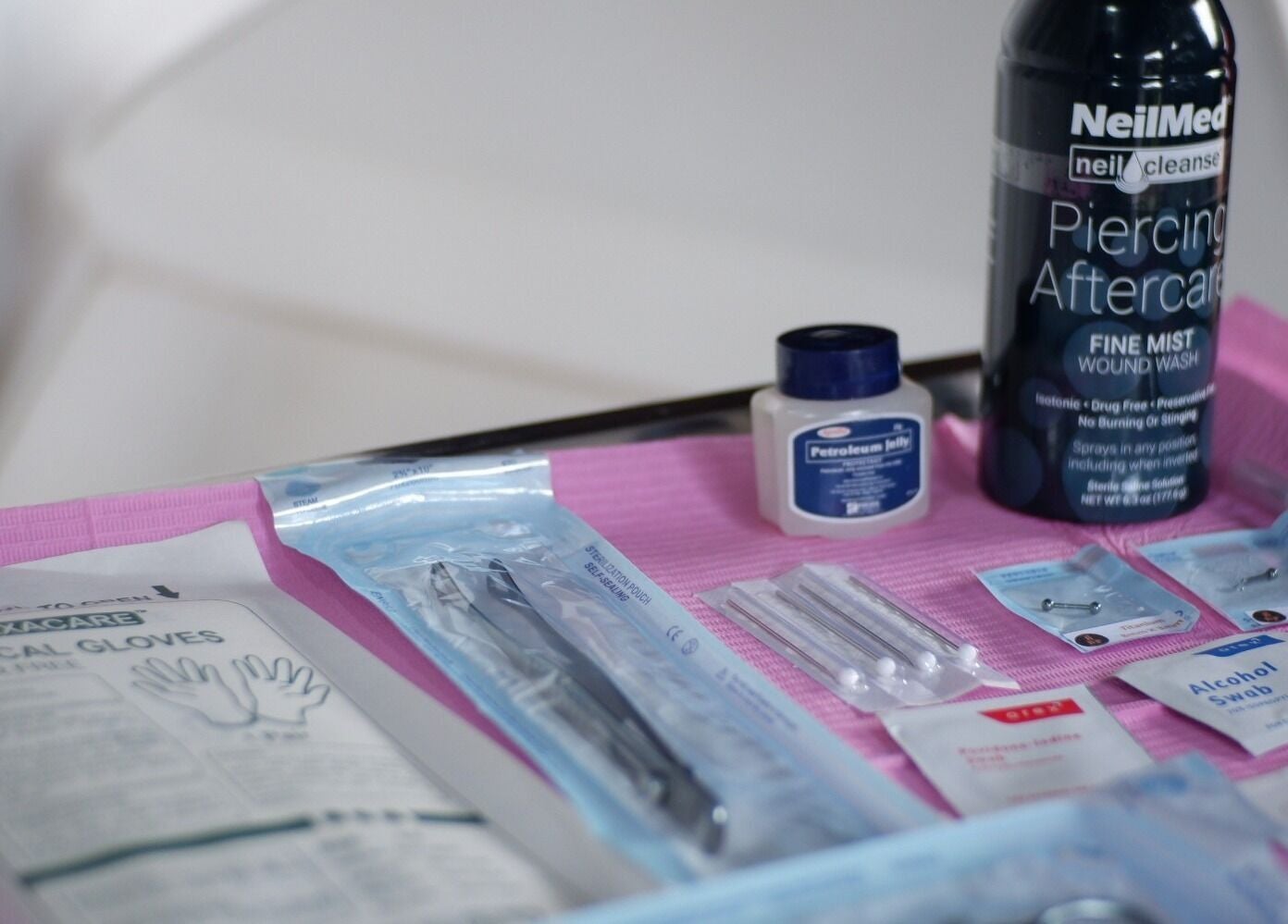 Piercing tools and aftercare items at Project Stud, Antipolo, Calabarzon, PH.