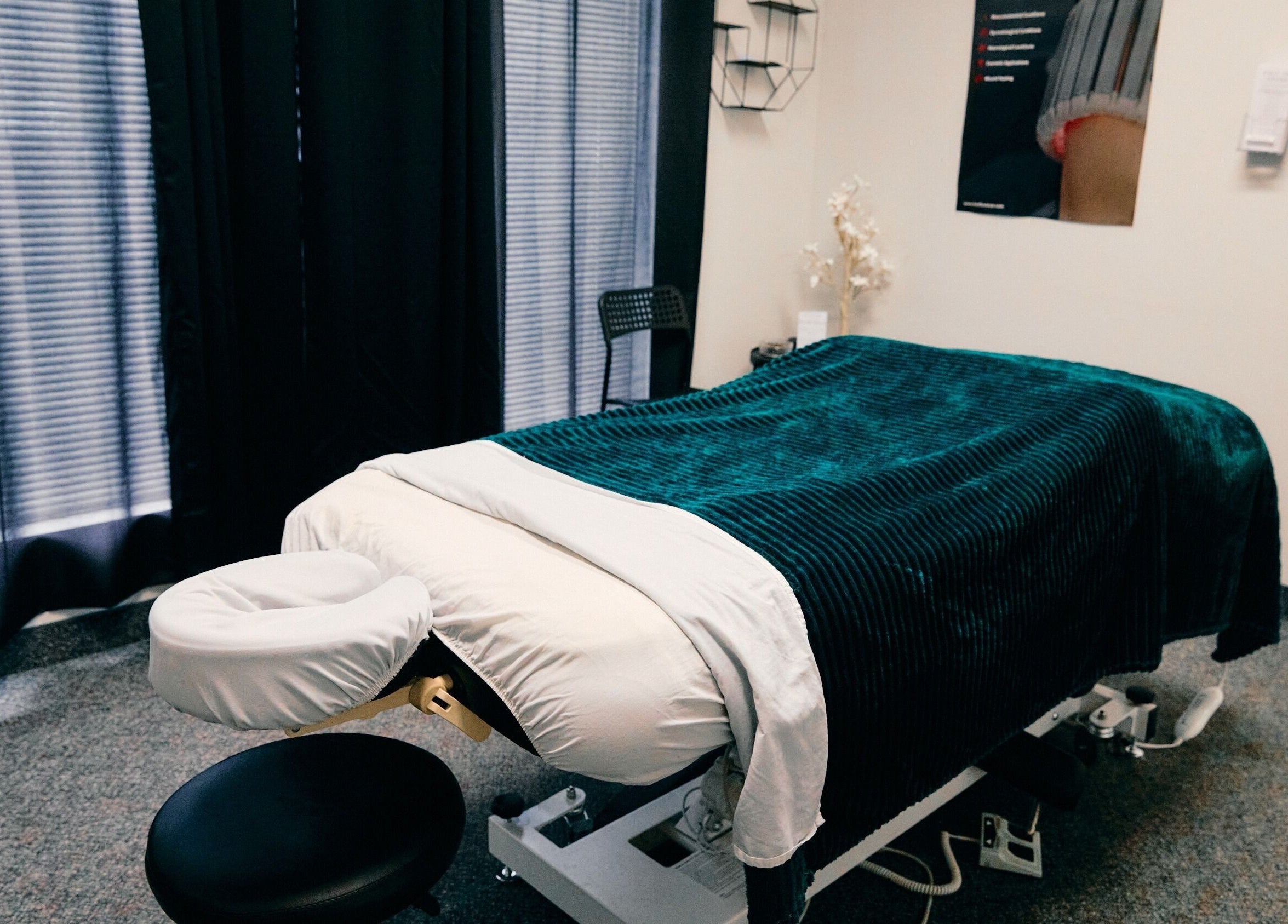 Relaxing massage table setup at Salt and Stone Massage Therapy, Saskatoon, Saskatchewan, CA.
