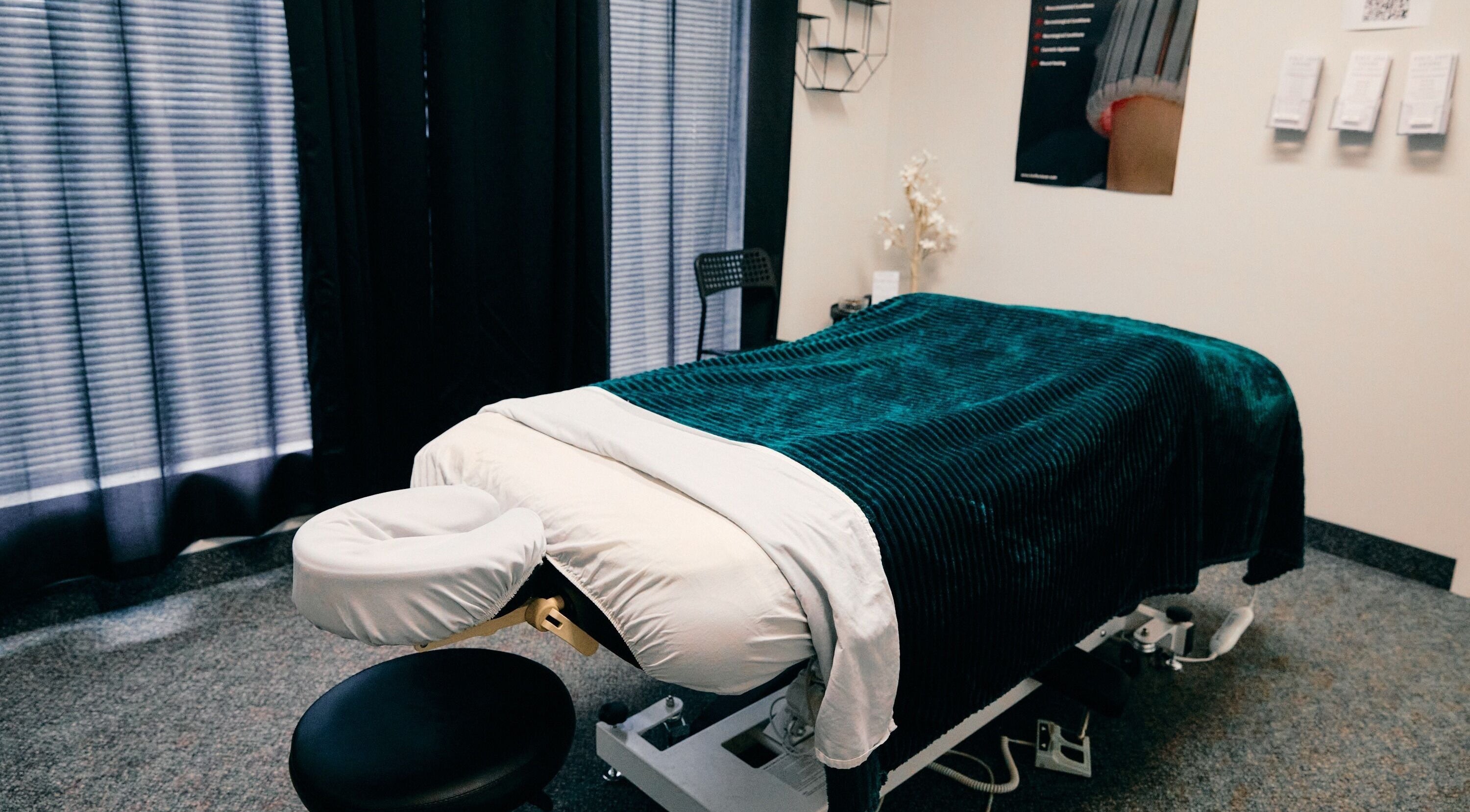 Relaxing massage table setup at Salt and Stone Massage Therapy, Saskatoon, Saskatchewan, CA.