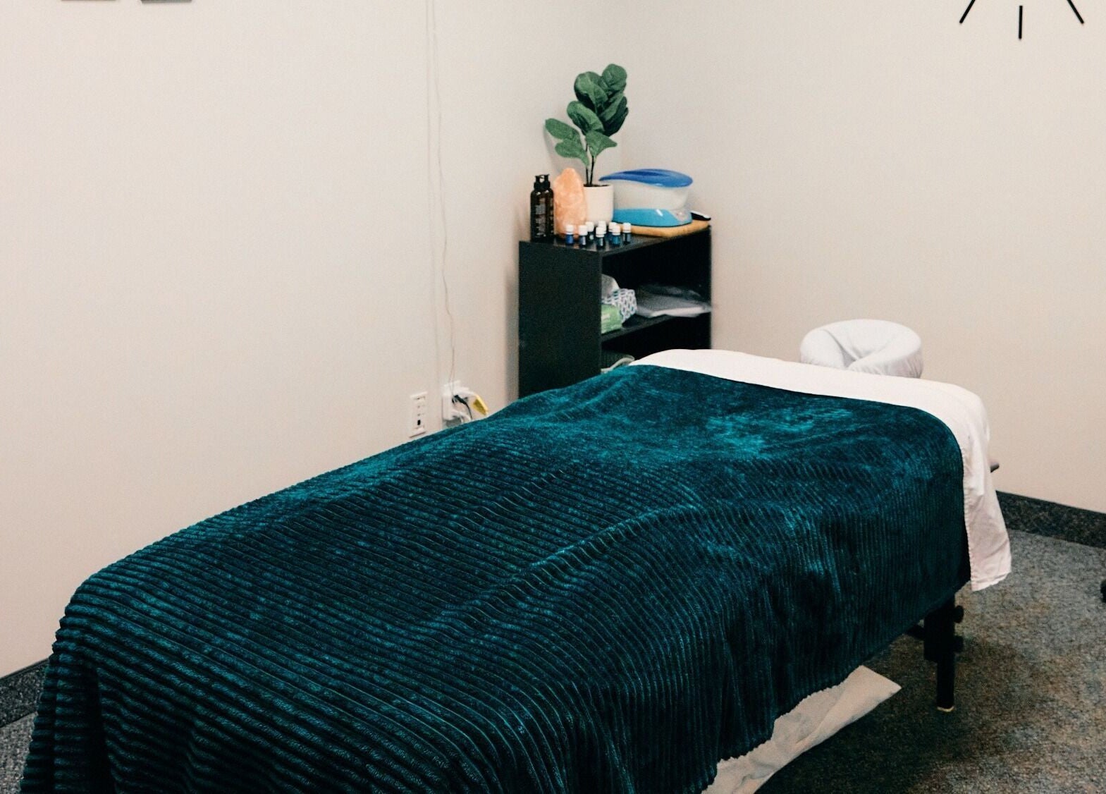 Cozy massage room at Salt and Stone Massage Therapy in Saskatoon, Saskatchewan, CA.