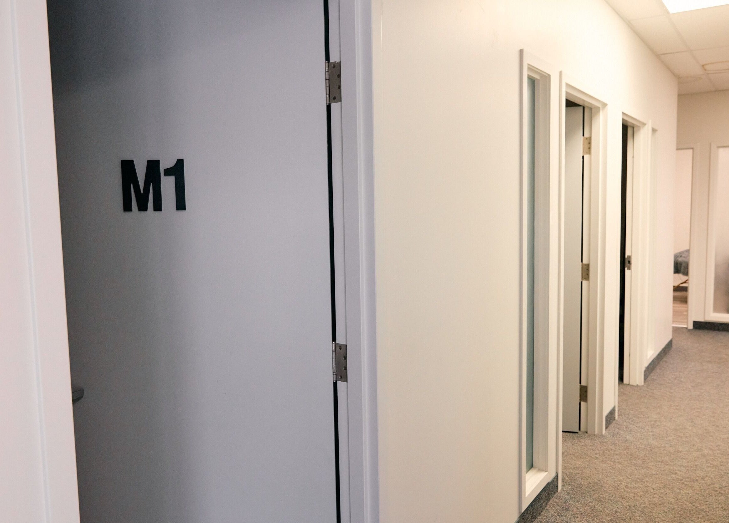Hallway leading to rooms at Salt and Stone Massage Therapy, Saskatoon, Saskatchewan, CA.