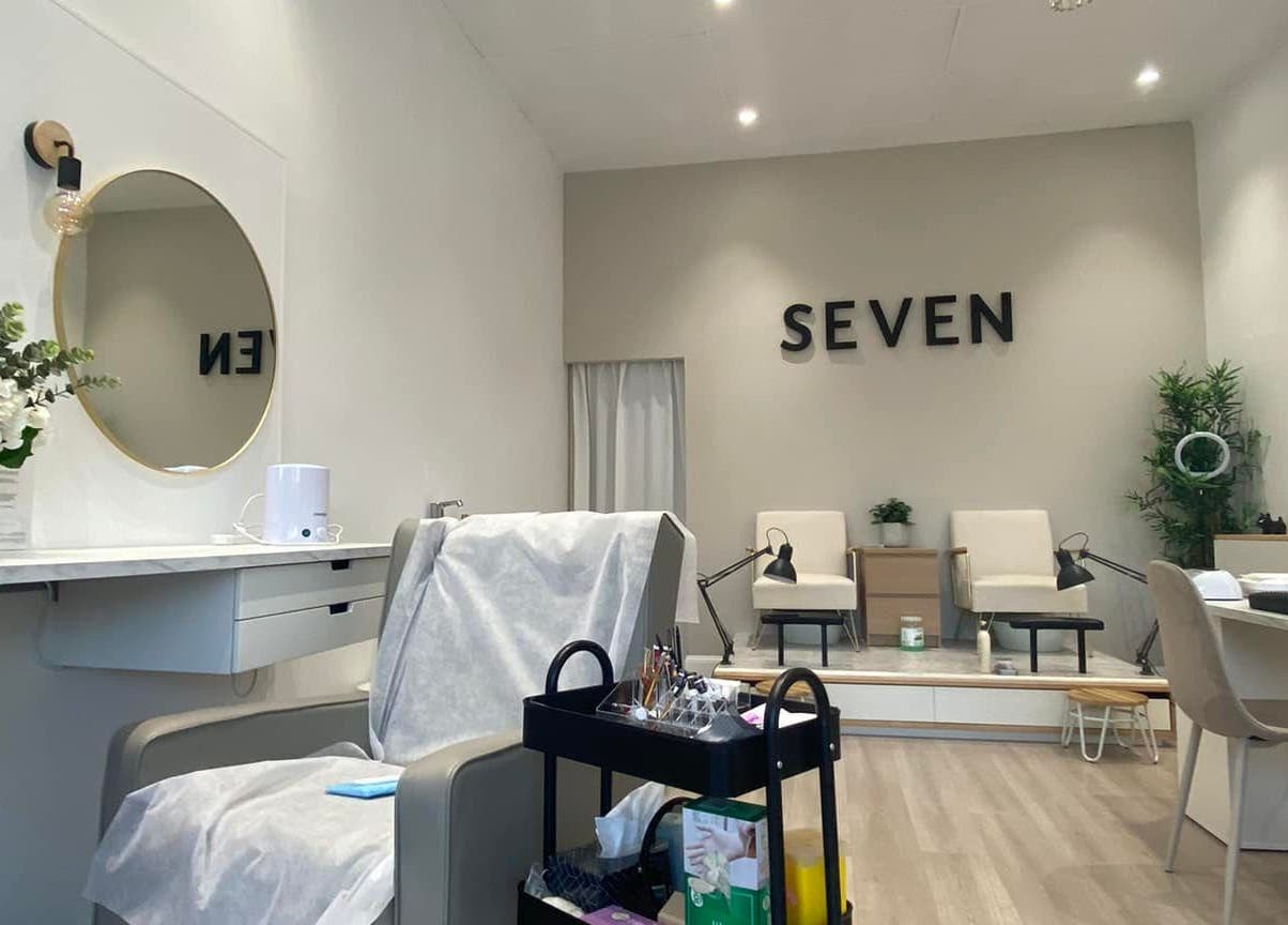 Elegant salon interior at The Brow Design Co, Bentleigh East, Victoria, AU featuring chic decor and plush seating.