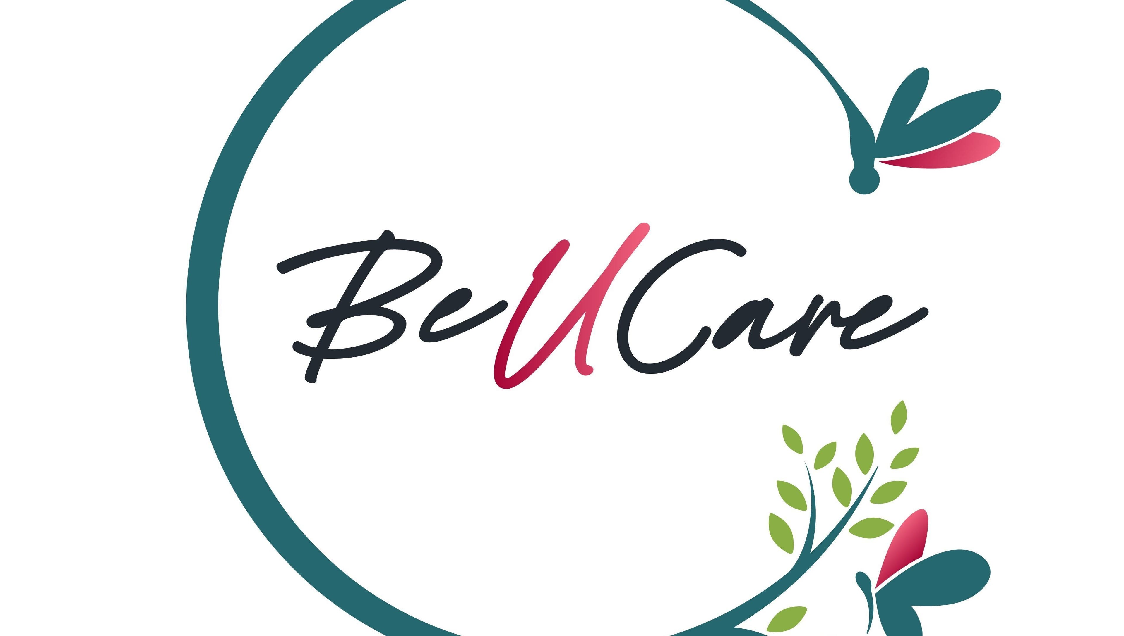 Logo of BeUCare Esthetics and Wellness Lounge in Paramaribo, Paramaribo, SR, featuring stylish text and floral design.