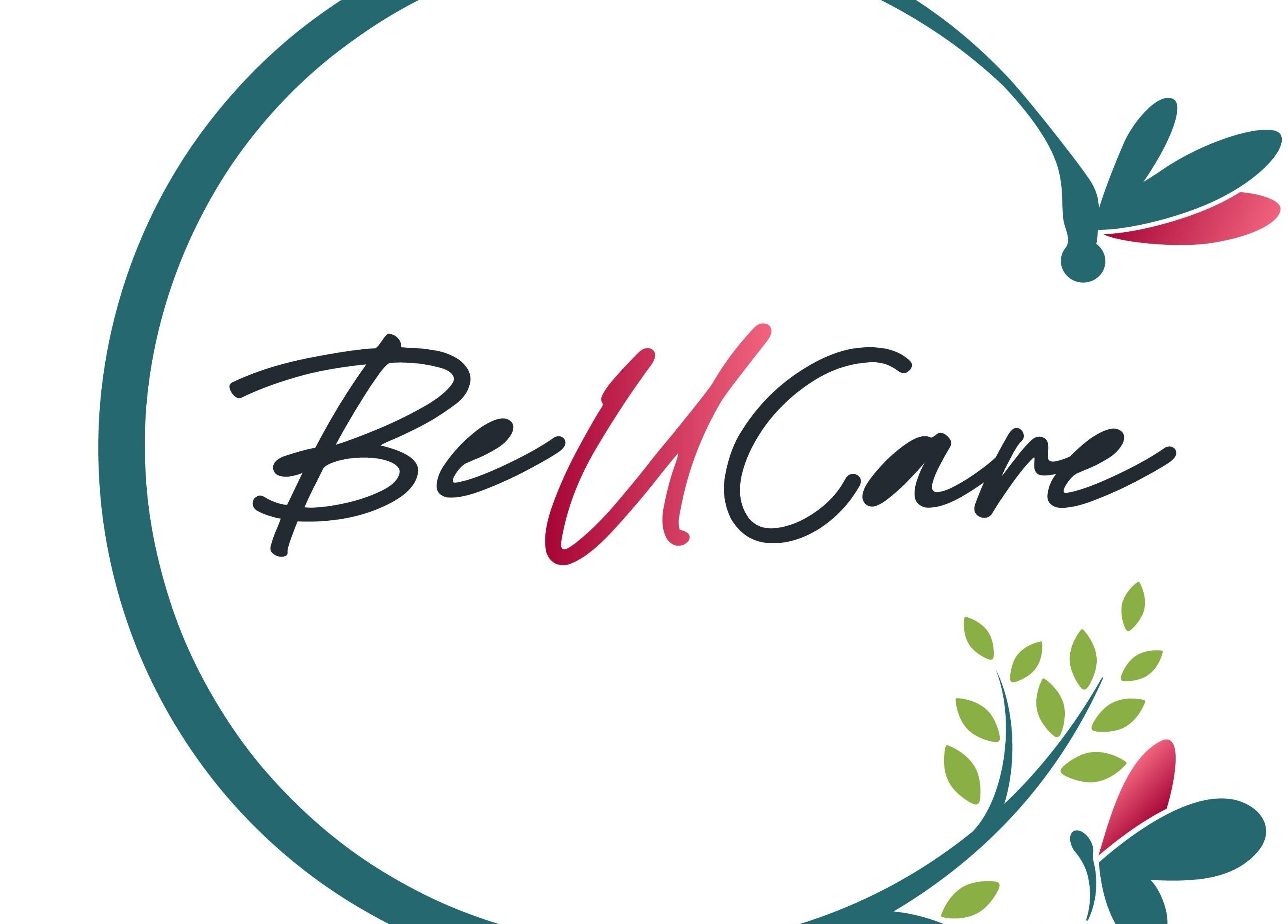 Logo of BeUCare Esthetics and Wellness Lounge in Paramaribo, Paramaribo, SR, featuring stylish text and floral design.