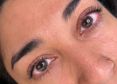 Close-up of expertly styled lashes at Sage Beauty Bar, Abbotsford, British Columbia, CA.