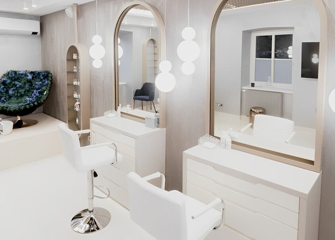 Modern szépségszalon belső tér Paava Pro Aging Salonban, Budapest, Magyarország, HU.