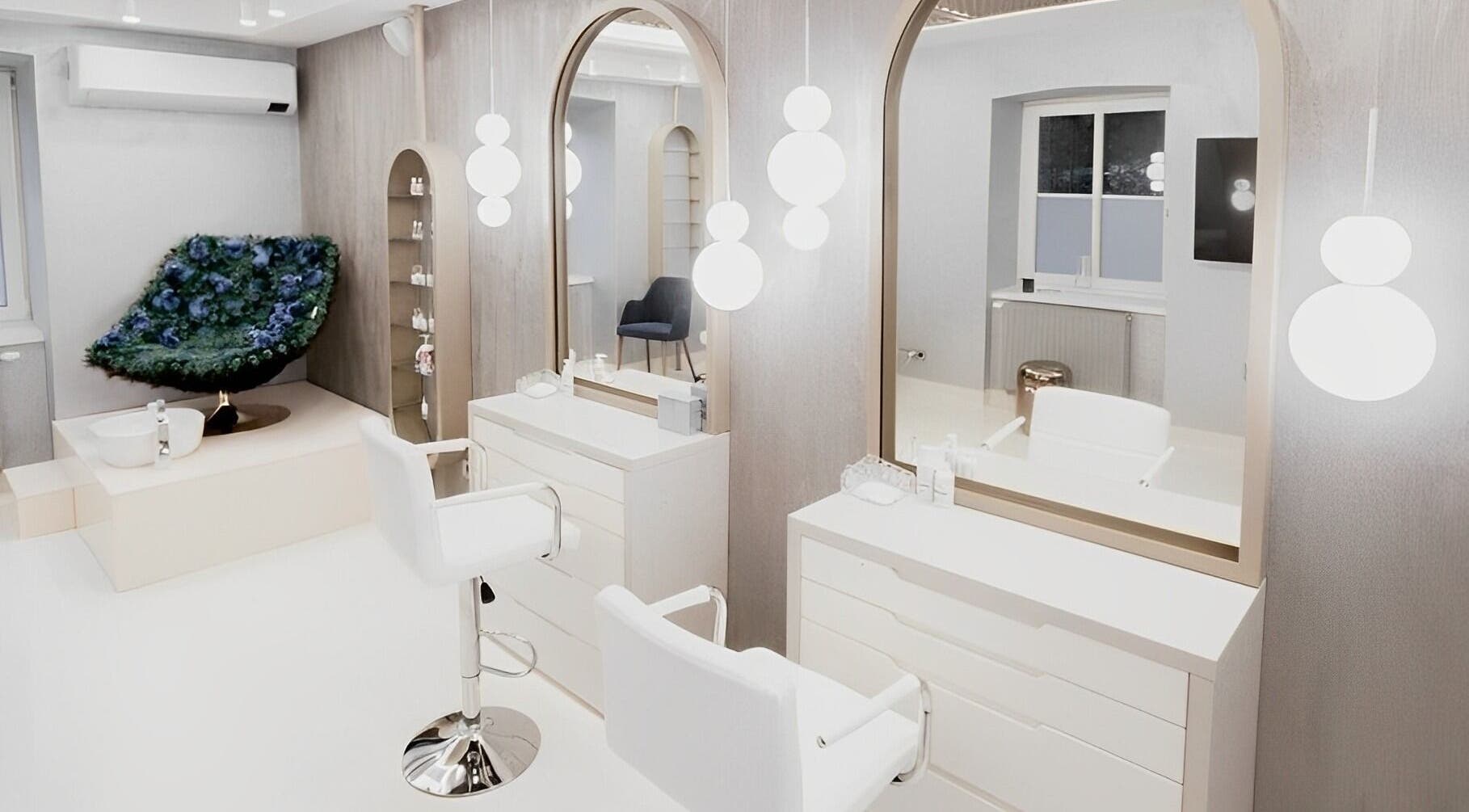 Modern szépségszalon belső tér Paava Pro Aging Salonban, Budapest, Magyarország, HU.