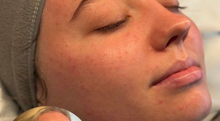 Close-up of a relaxed face during skincare at Pampered by Elaine, Dunfermline, Scotland, GB.