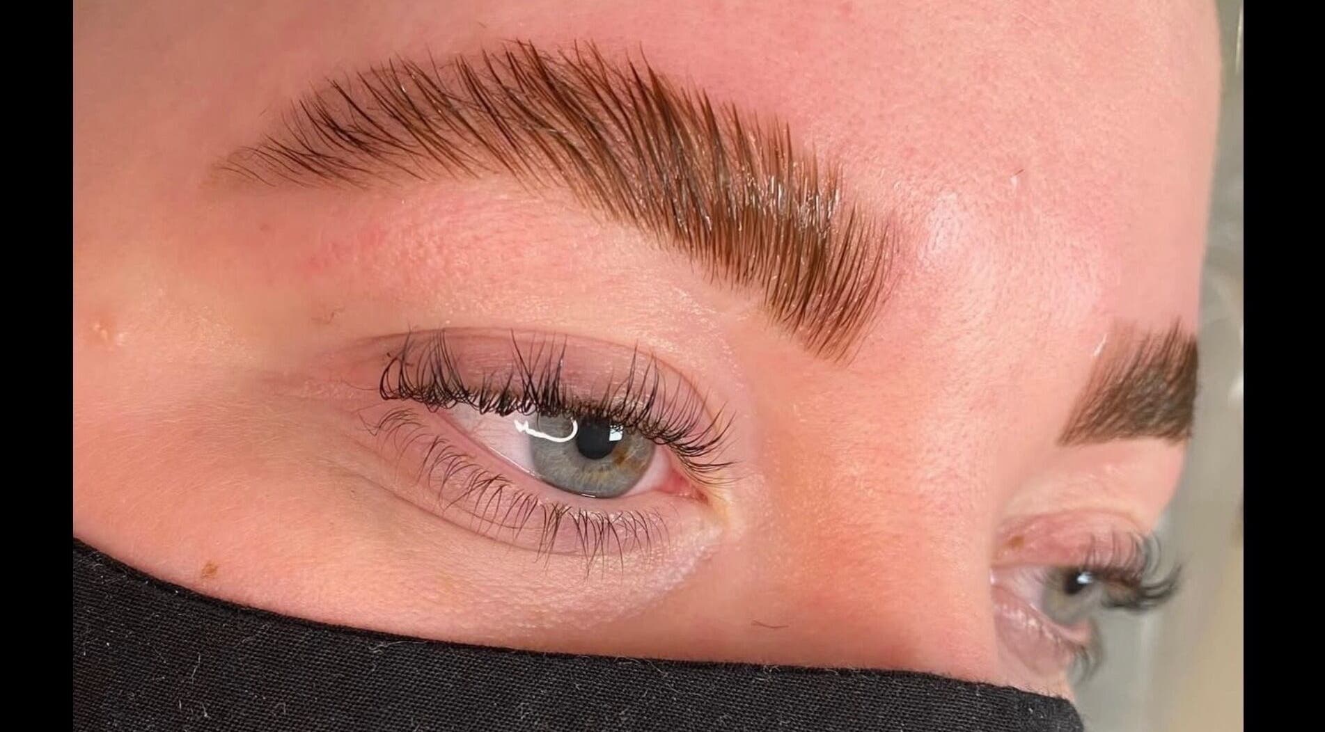 Close-up of expertly shaped brows at Beauty In The Square, Kirkintilloch, Scotland, GB.