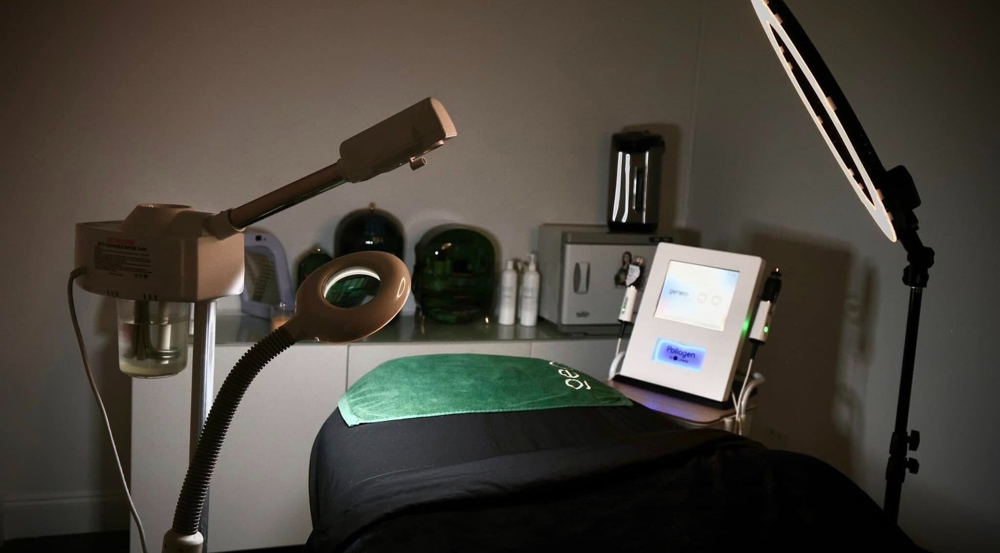 Modern skin treatment room at Skin From Brazil in Stockbridge, Georgia, US featuring advanced equipment.