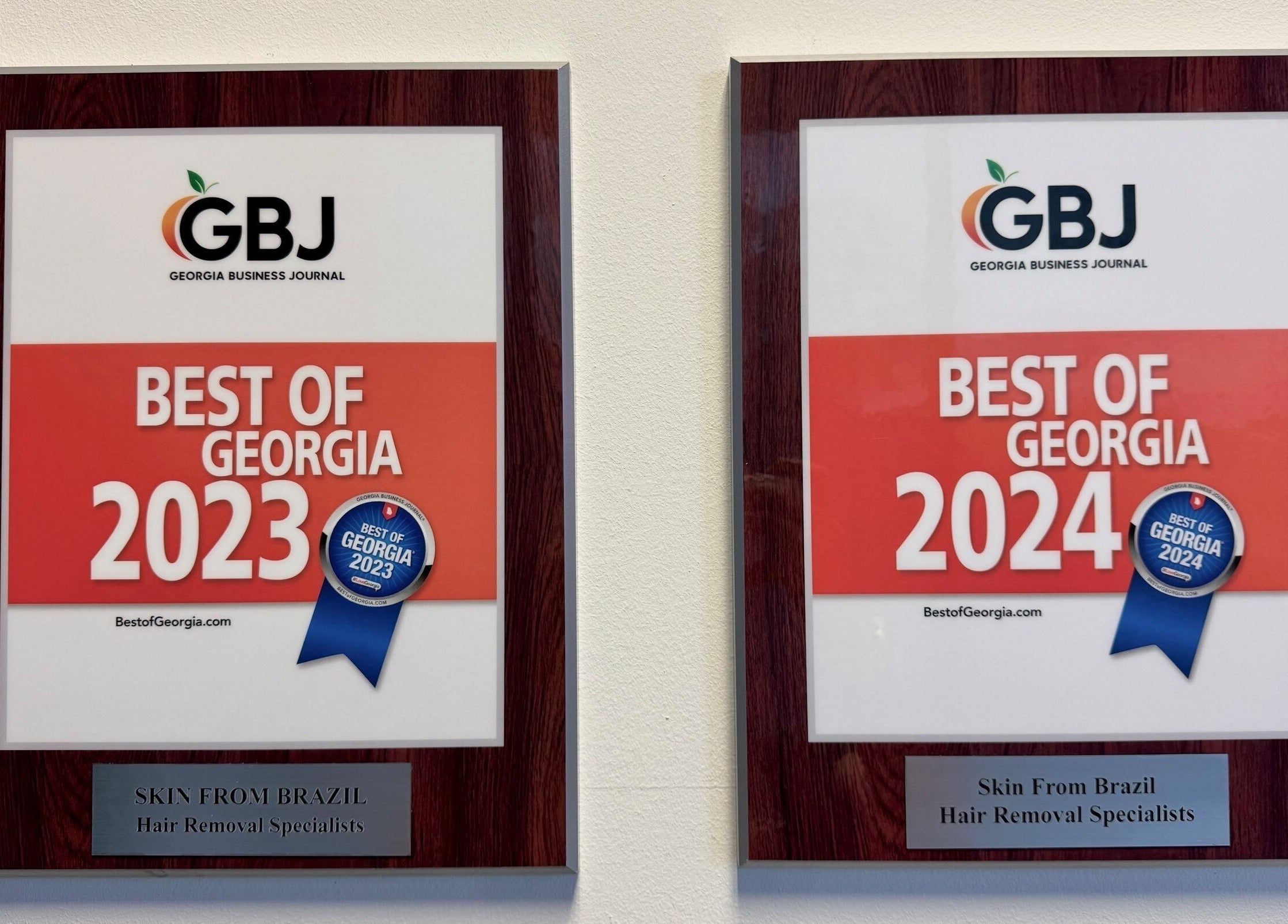 Best of Georgia 2023 and 2024 awards at Skin From Brazil in Stockbridge, Georgia, US.