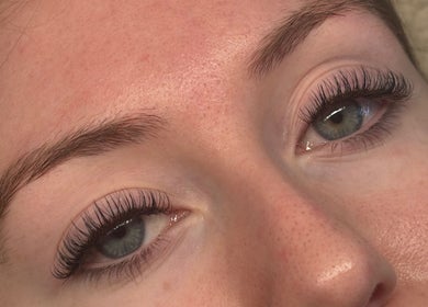 Close-up of expertly styled lashes at Aleighas Beauty, Guildford, England, GB, showcasing delicate natural beauty.
