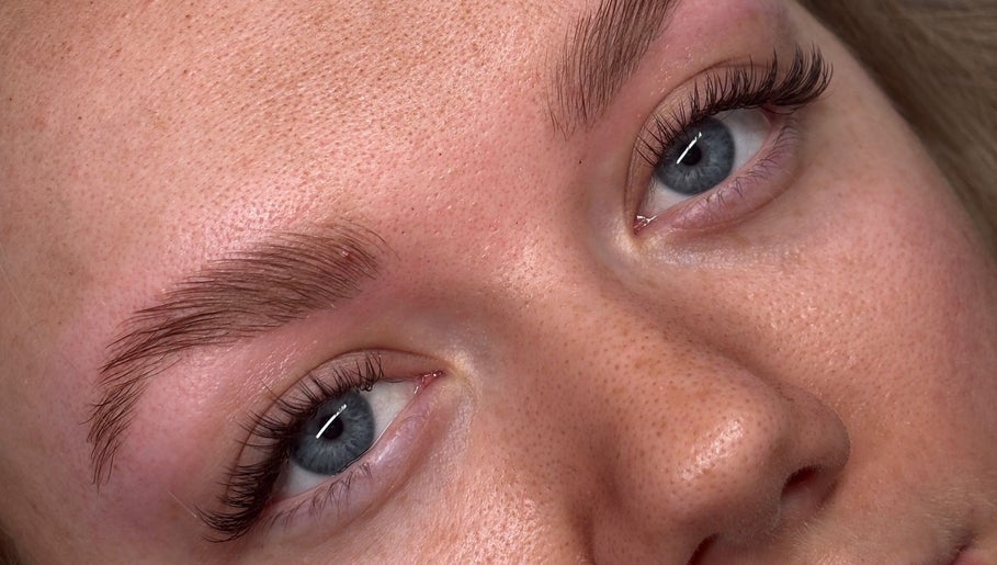 Beautifully groomed eyebrows at Aleighas Beauty in Guildford, England, GB enhance facial aesthetics.