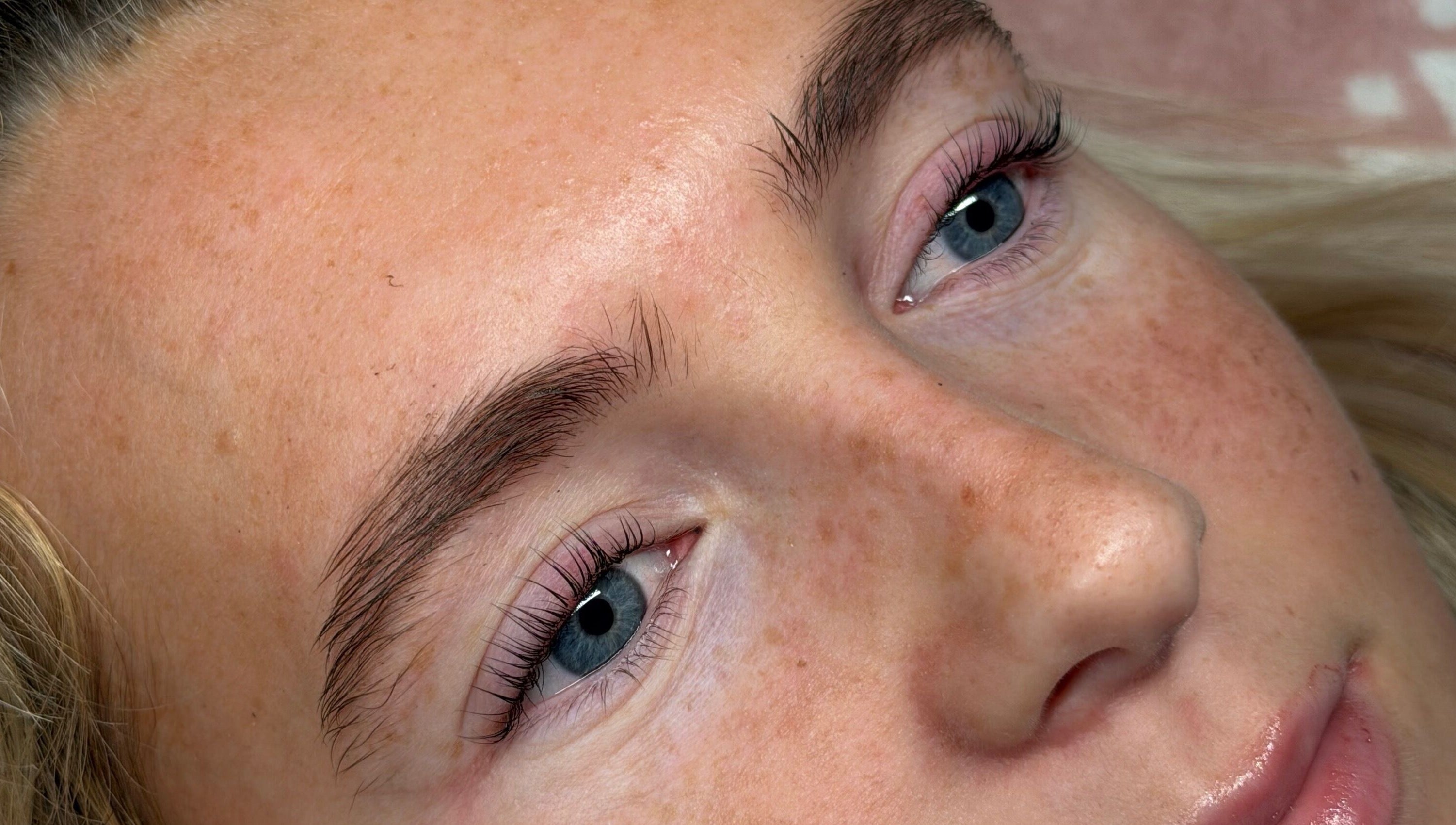 Close-up of styled eyelashes at Aleighas Beauty, Guildford, England, GB showcasing expert lash work.