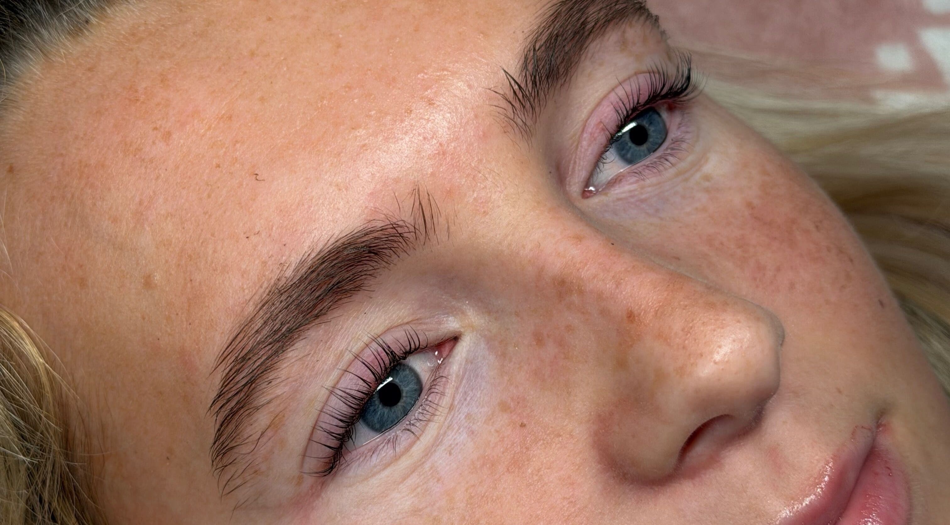 Close-up of styled eyelashes at Aleighas Beauty, Guildford, England, GB showcasing expert lash work.