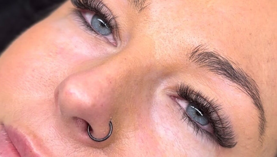 Close-up of expertly applied lash extensions at Zephyra Lounge, Silverdale, New South Wales, AU.