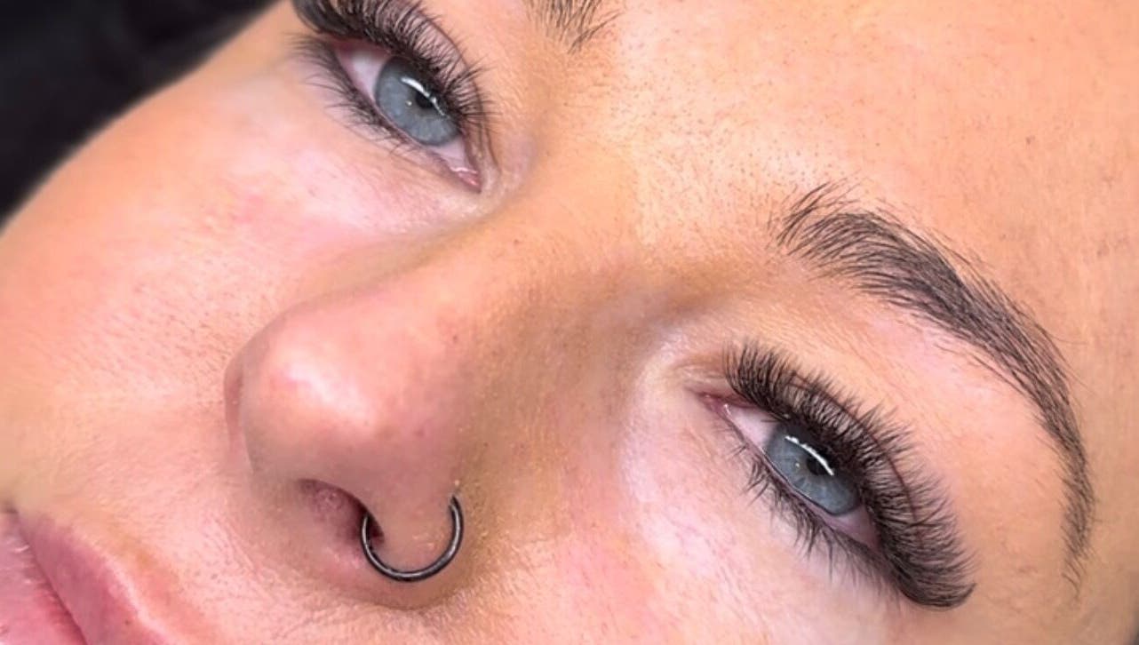 Close-up of expertly applied lash extensions at Zephyra Lounge, Silverdale, New South Wales, AU.