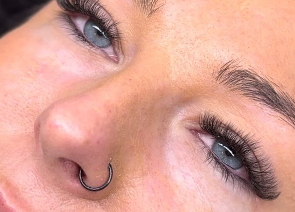 Close-up of expertly applied lash extensions at Zephyra Lounge, Silverdale, New South Wales, AU.