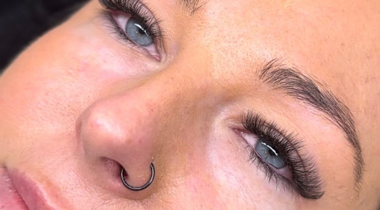 Close-up of expertly applied lash extensions at Zephyra Lounge, Silverdale, New South Wales, AU.