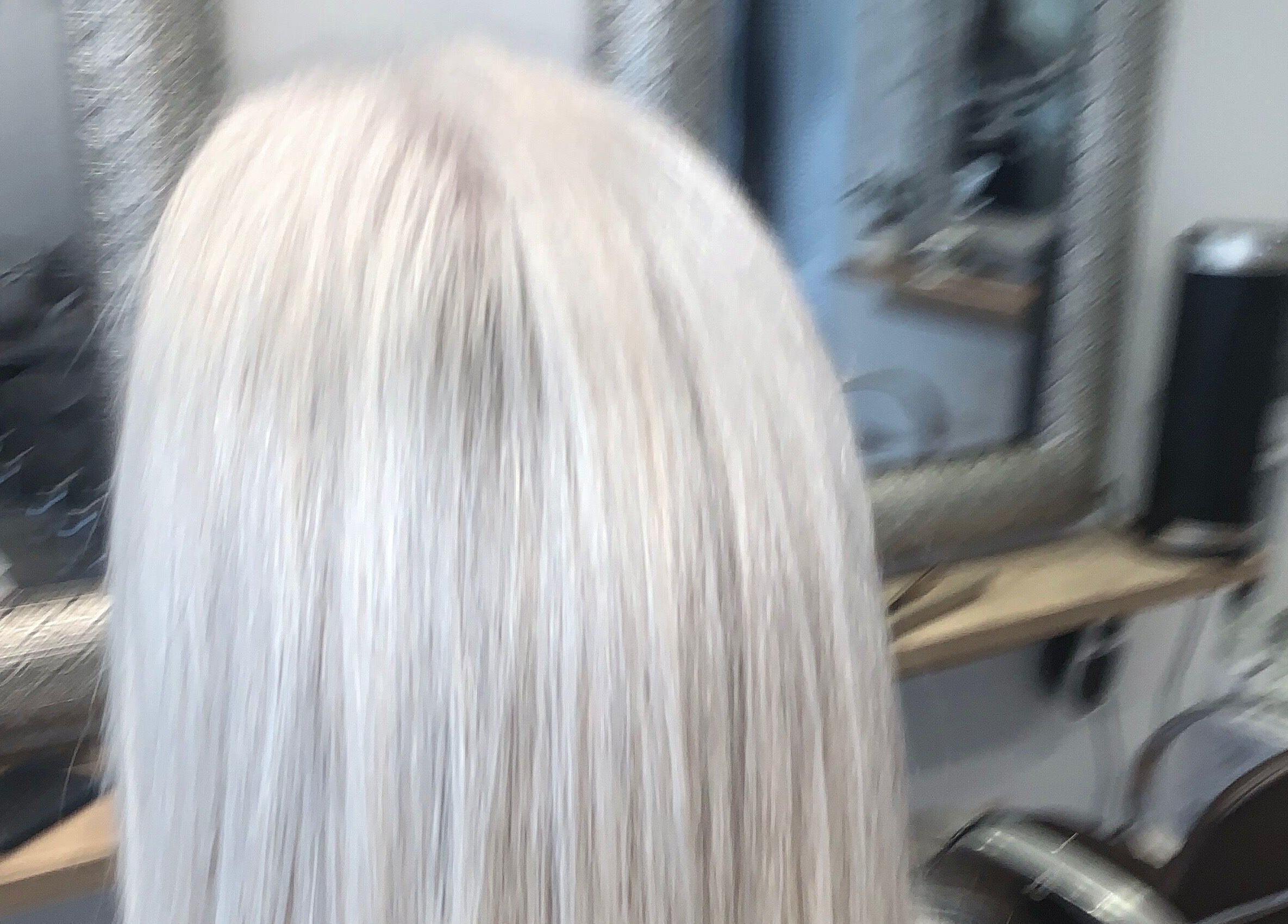 Freshly styled platinum blonde hair at The Salon Wadebridge, Wadebridge, England, GB.