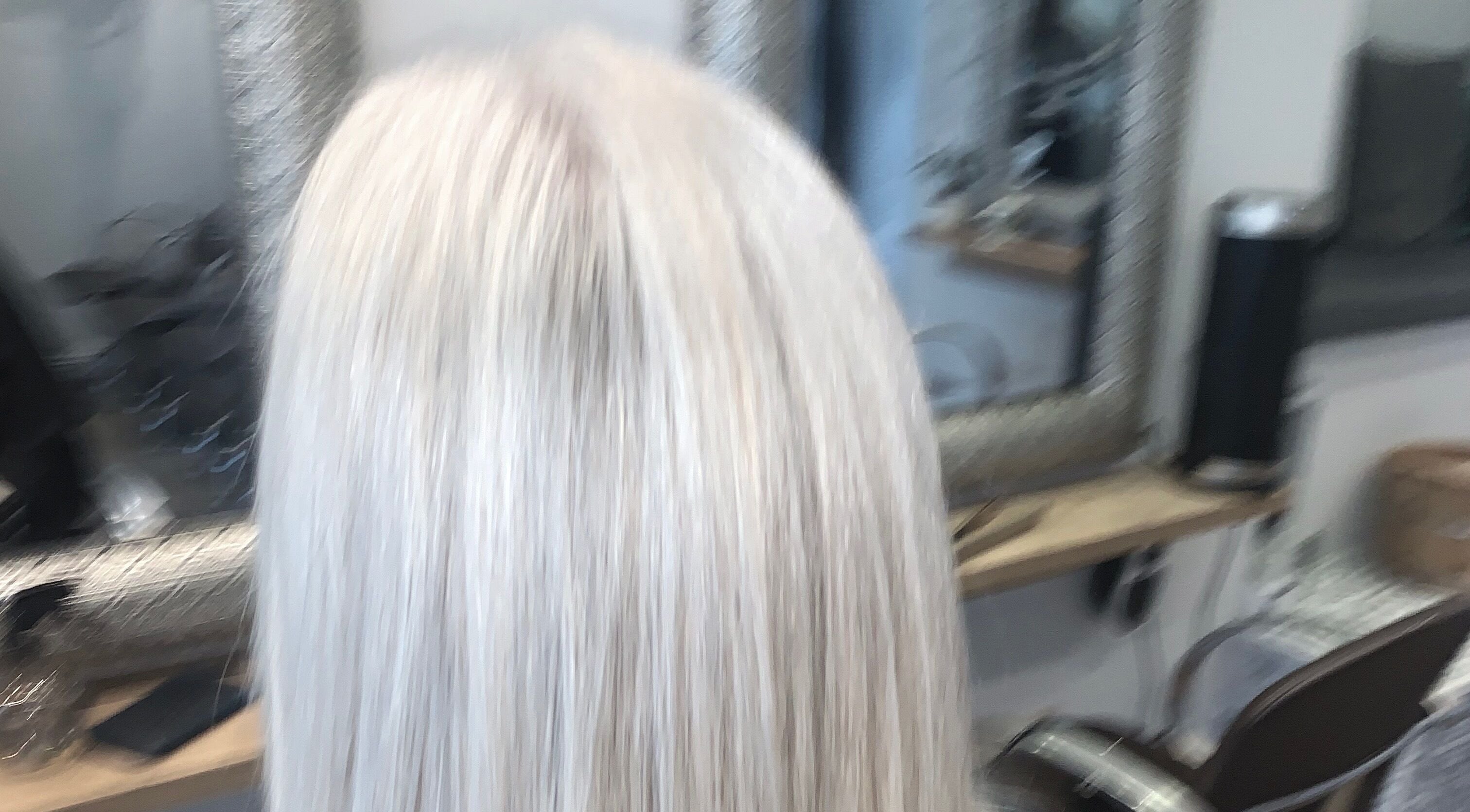 Freshly styled platinum blonde hair at The Salon Wadebridge, Wadebridge, England, GB.