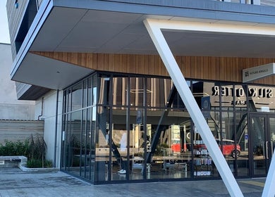 Entrance of Urban New Concept at Christchurch, Canterbury, NZ with sleek modern design.