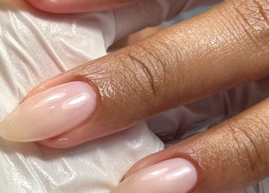 Close-up of manicured nails with a glossy finish at NAILME STUDIO, Melbourne, Victoria, AU.