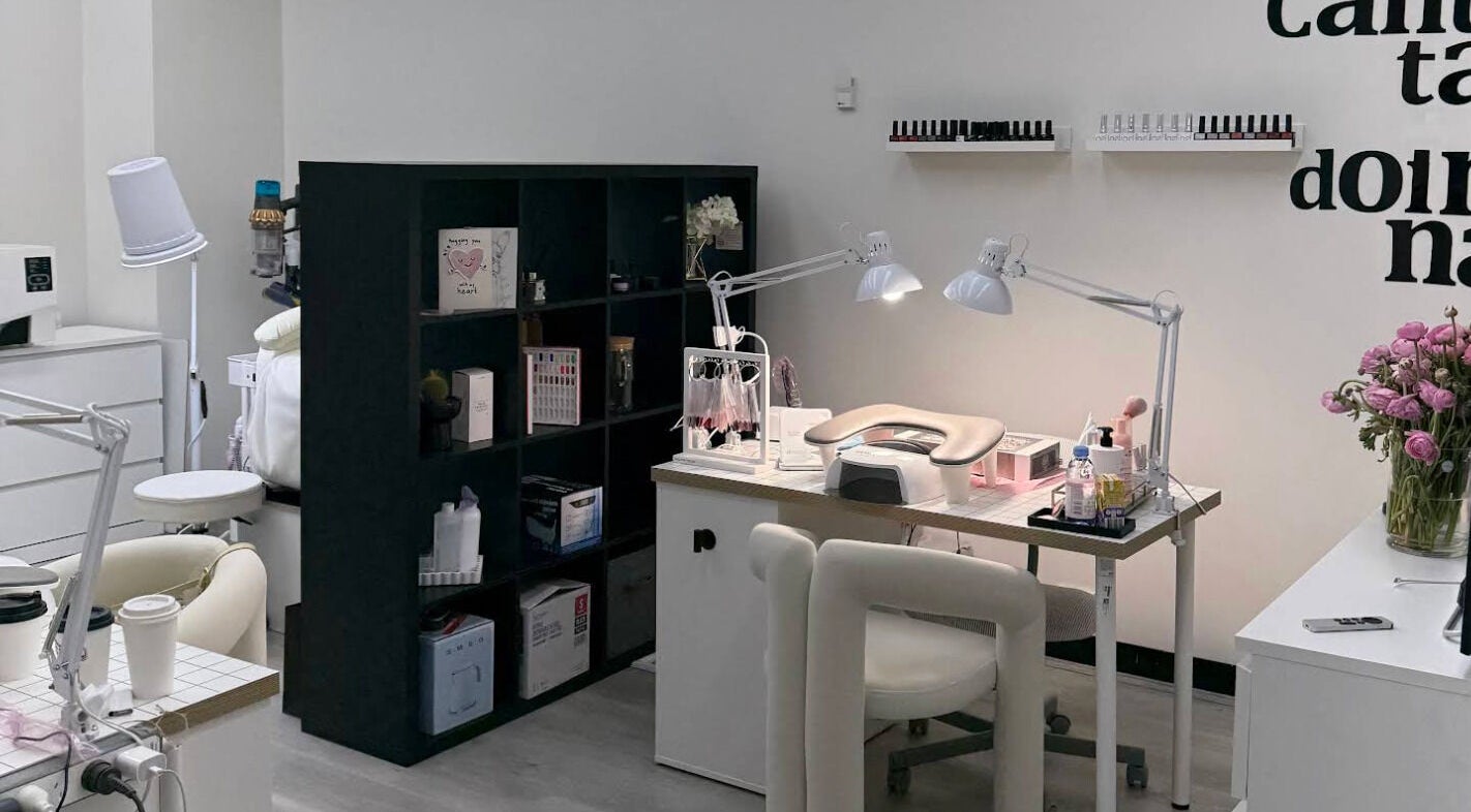 Elegant interior of NAILME STUDIO in Melbourne, Victoria, AU with a stylish nail treatment setup.