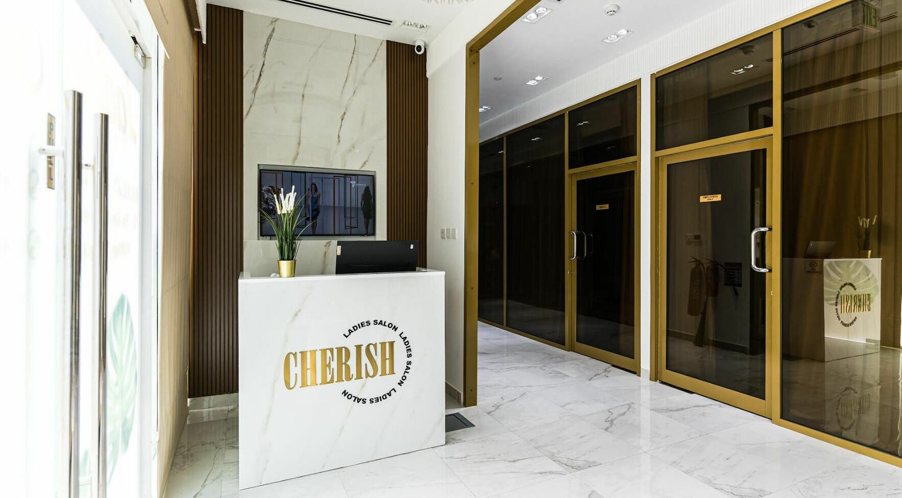 Entrance of Cherish Ladies Salon in دبي, دبي, AE with sleek design and modern decor.