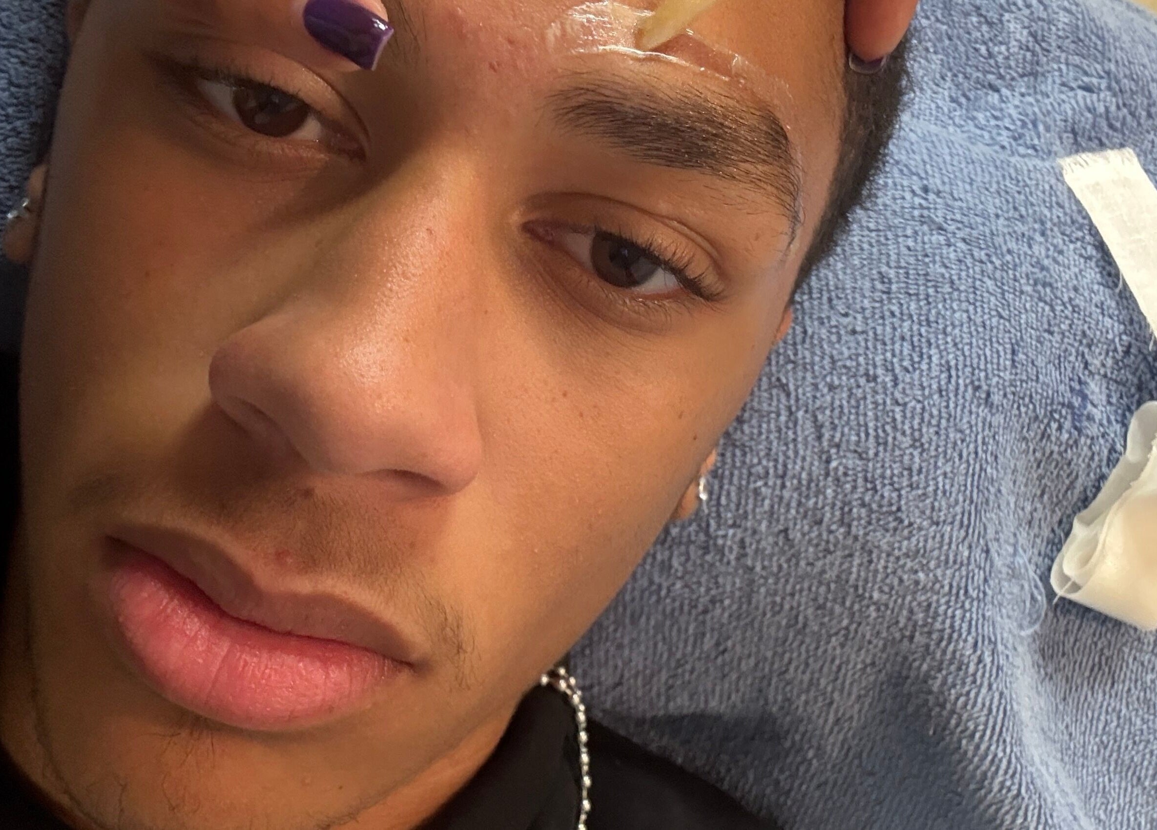 A professional eyebrow waxing session at Waxing by Keisha in Newport News, Virginia, US.