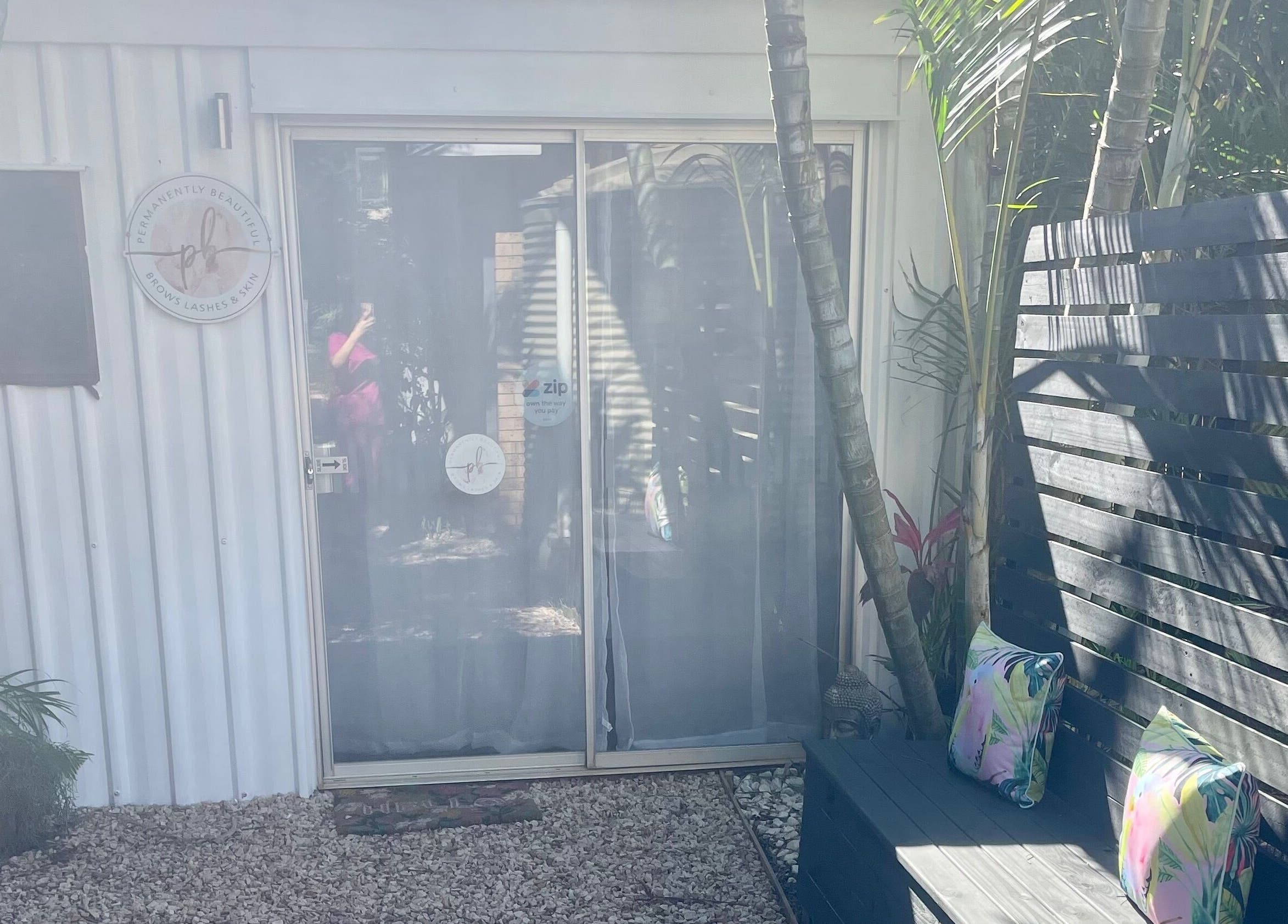 Entrance to Beauty On Point, featuring a cozy outdoor seating area in Victoria Point, Queensland, AU.